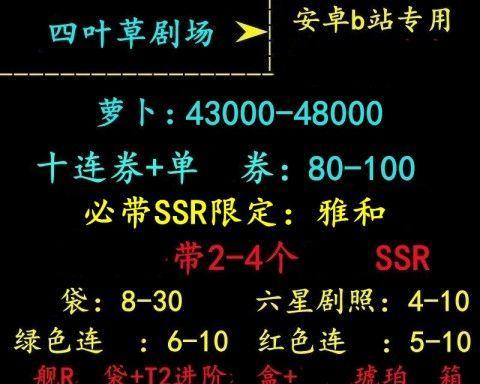 四叶草剧场（寻找四叶草剧场最稀有角色惟璃的方法大揭秘）  第1张